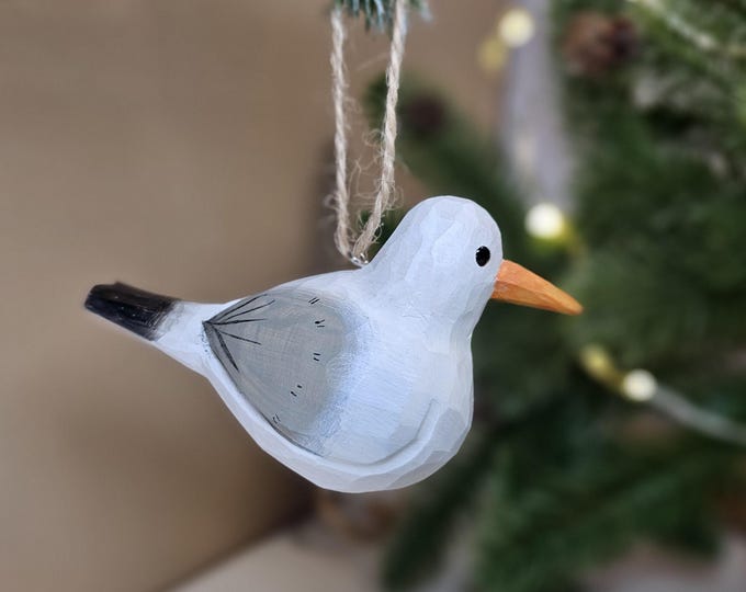 Seagull Wooden Hanging Christmas Tree Ornaments - Holiday Decorations with Mini Scarf & Gift Box