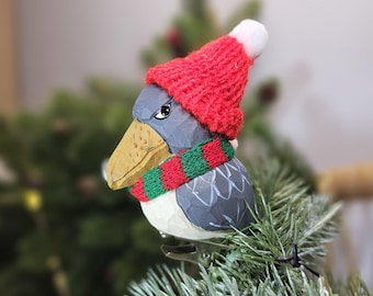 Shoebill Christmas Tree Ornament with Mini Scarf and Hat - Gift Box Packed Bird Holiday Decoration