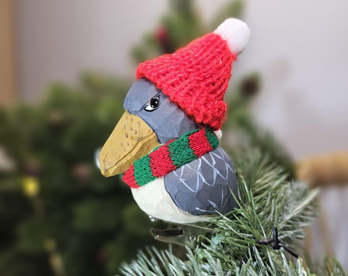 Shoebill Christmas Tree Ornament with Mini Scarf and Hat - Gift Box Packed Bird Holiday Decoration