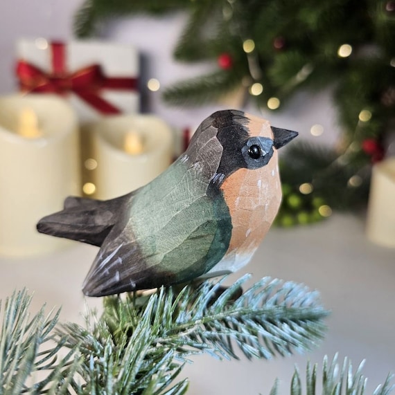 Handmade Wooden Bird Christmas Ornament: Swallow & White-Eyes Clip-On Decor