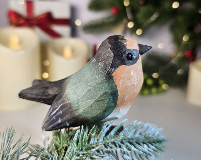 Handmade Swallow, White-eyes Bird Clip-On Wooden Christmas Tree Ornaments with Metal Clips - Unique Holiday Decor