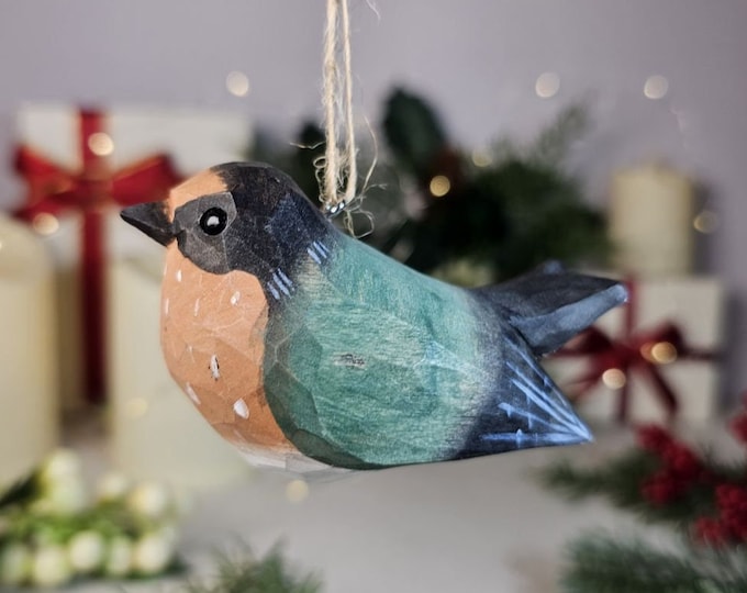 Swallow Wooden Hanging Christmas Tree Ornaments - Handcrafted Rustic Bird-Themed Holiday Decor, Unique Natural Xmas Decorations