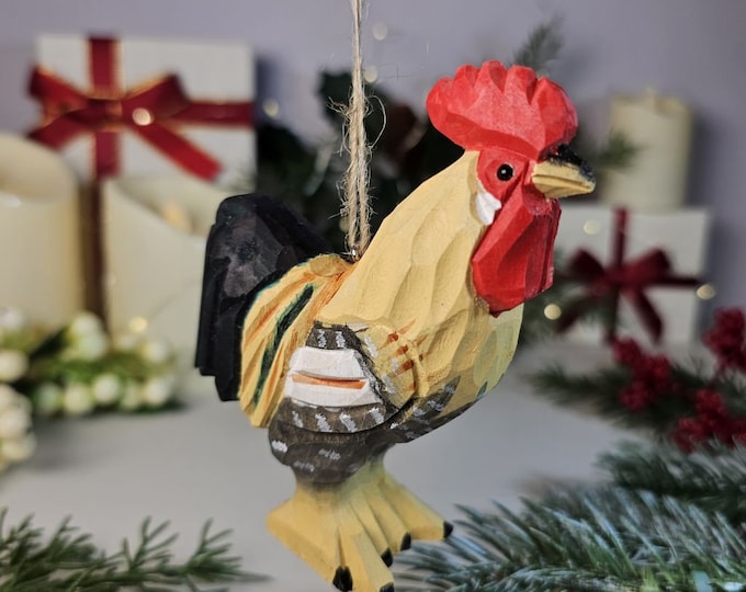Handcrafted Chicken Wooden Christmas Tree Ornaments - Farmhouse Holiday Decor, Rustic Chicken Decor, Country Christmas Charm