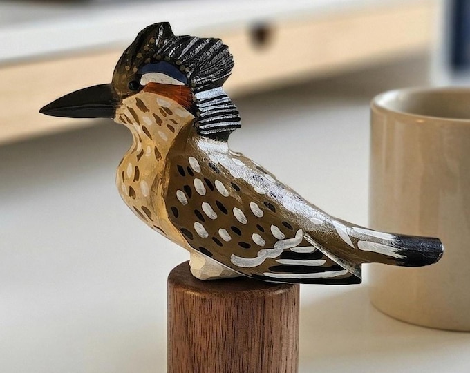 Hand Carved Greater Roadrunner Figurine, Rustic Wood Bird Art Sculpture