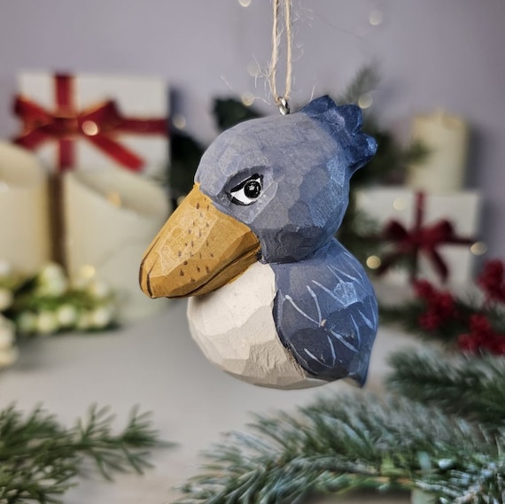 Shoebill Wooden Christmas Ornament: Handcrafted Rustic Holiday Decor