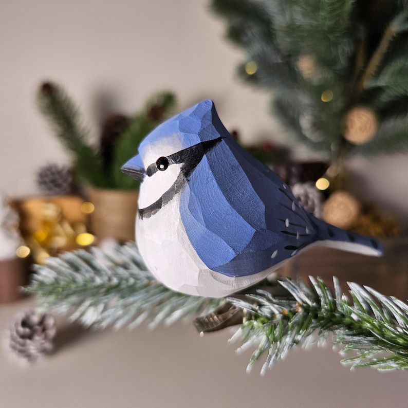 Enchanting Handcrafted Clip-On Bird Ornaments for Christmas Trees Vibrant, Artisanal, and Unique Holiday Decorations Bluejay