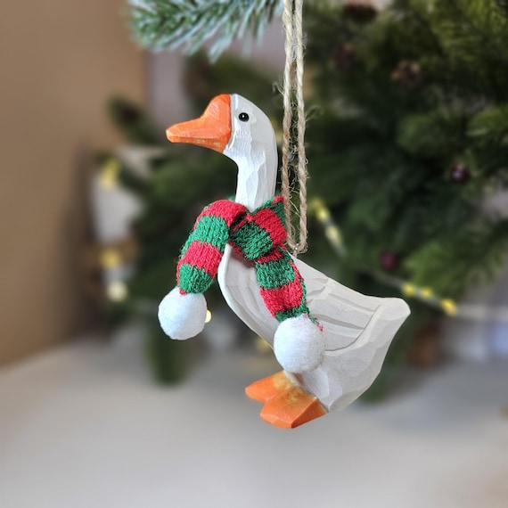 Adorable Goose with Mini Scarf Hanging Christmas Tree Ornaments - Gift Box Included