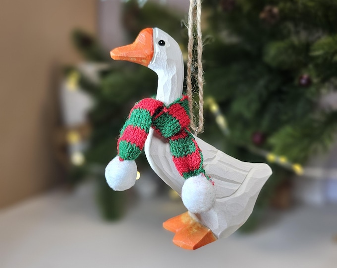 Adorable Goose with Mini Scarf Hanging Christmas Tree Ornaments - Gift Box Included