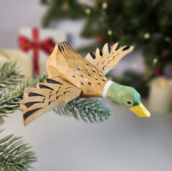 Handcrafted Basswood Poultry Christmas Ornament: Rustic Farmhouse Decor