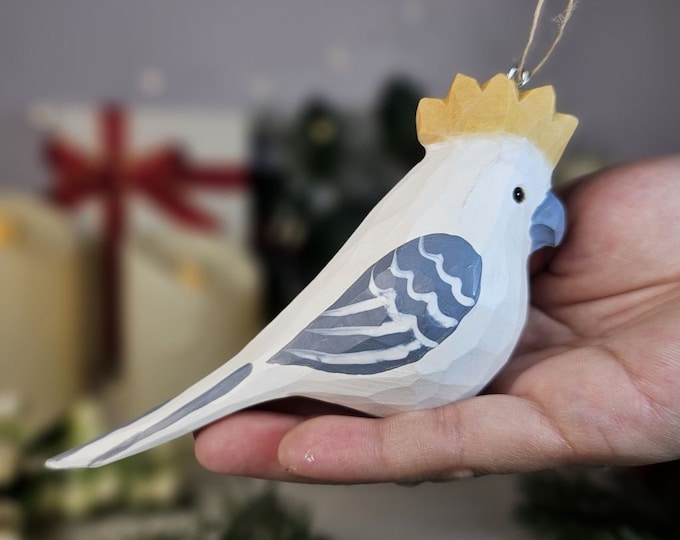 Handmade Cockatoo Wooden Christmas Tree Ornaments - Unique Bird Hanging Decorations