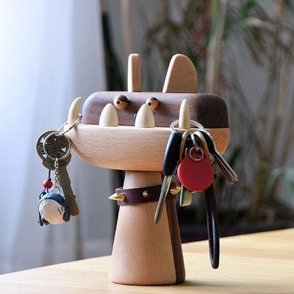 Bulldog Wooden Key Holder Desktop Decoration