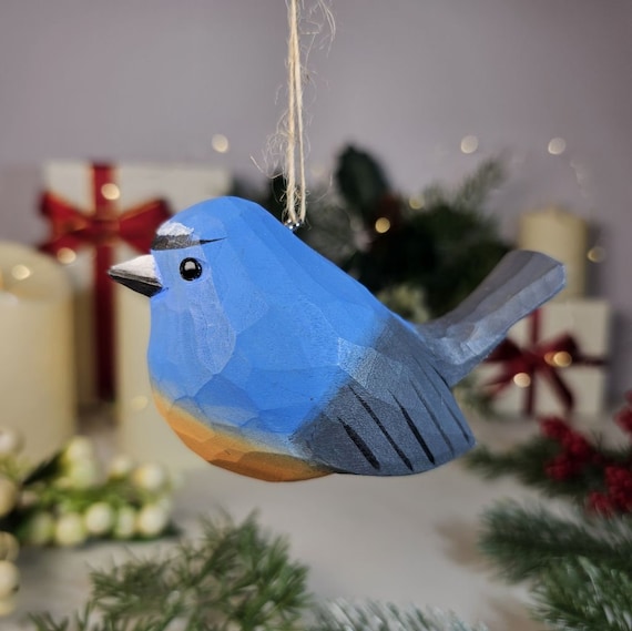 Handcrafted Wooden Flycatcher Christmas Ornament: Rustic Bird Decor