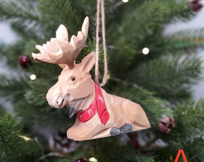 Moose Hanging Wooden Christmas ornaments