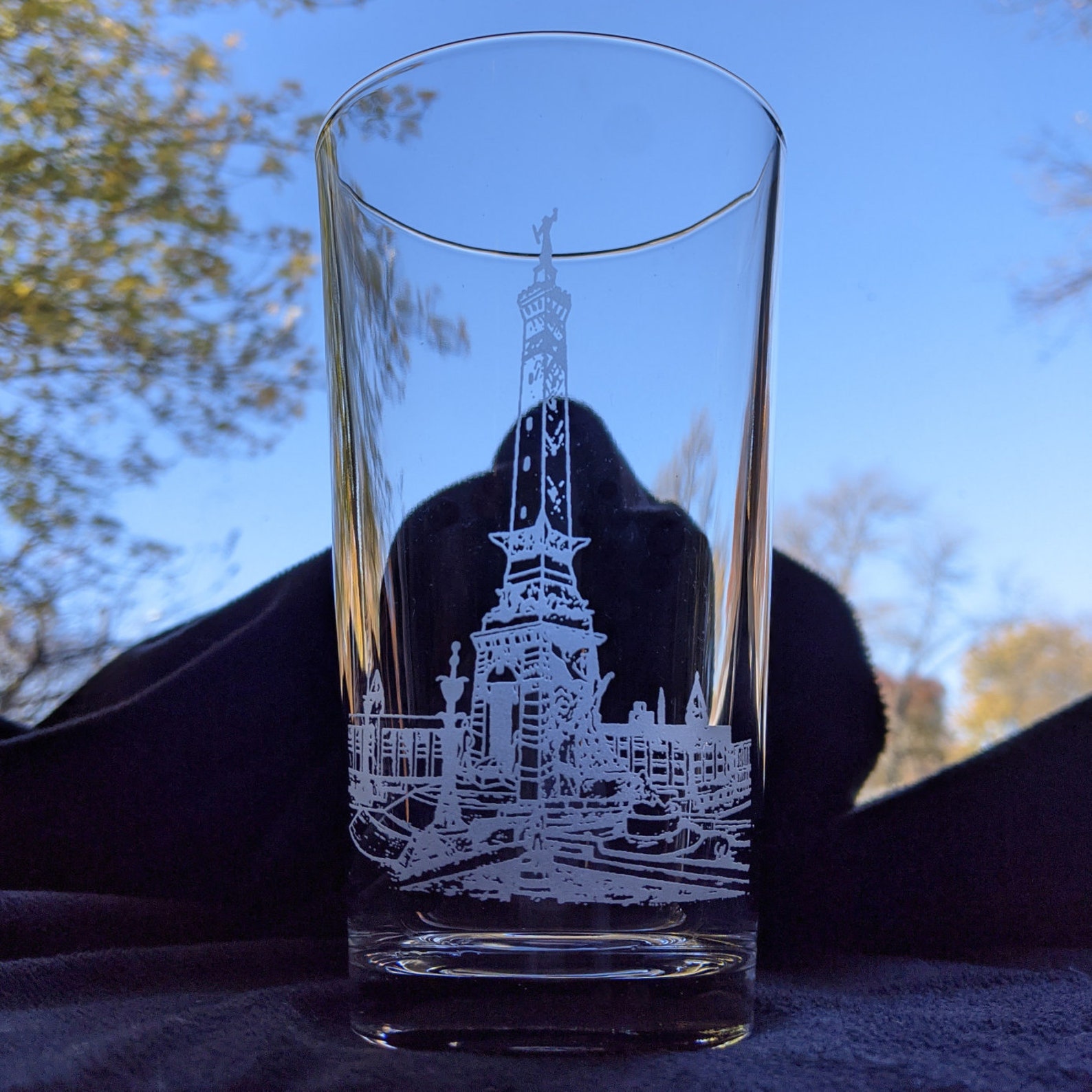 Indy Etched Pint Glass Indianapolis Monument Circle Gift Etsy