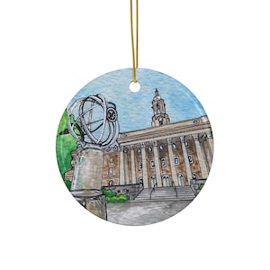 PSU Ceramic Ornament - Heart or Circle - Penn State University - Hand Painted Watercolor Artwork Print - Home Decor Gift - Grad Alum - Lions