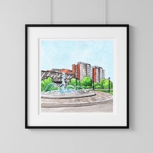 ISU Printable Digital Download - Indiana State University - Terre Haute IN Home Decor - Grad Alum Gift - Illustration - Watercolor Art Print