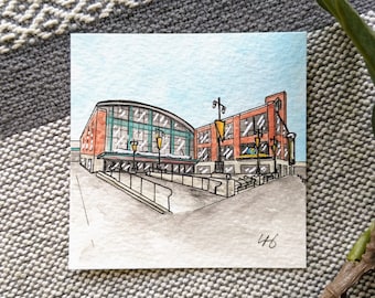 Pacers Hand Painted Original - Indianapolis IN - Gainbridge Fieldhouse - Home Decor Art - Indy Gift - Illustration - Watercolor Painting