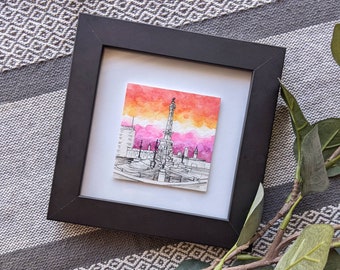 Lesbian Pride in the City Hand Painted LGBTQ+ Watercolor Artwork (Framed) - Home Decor Art Gift