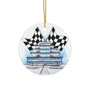 IMS Pagoda Ornament - Racing Flag Home Decor - Indy 500 - Speedway Indiana - Fan Gift - Art Print of Hand Painted Watercolor Artwork