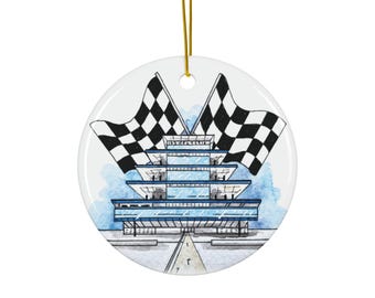IMS Pagode Ornament - Racing Flagge Home Decor - Indy 500 - Speedway Indiana - Fan Geschenk - Kunstdruck Handgemaltes Aquarell Kunstwerk