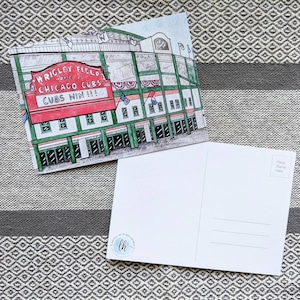 Pocztówka - Wrigley Field Cubs Ilustracja akwarelowa - Chicago Home Decor Gift