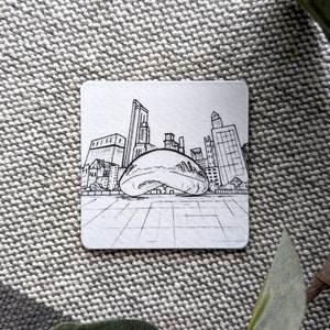Magnet - Chicago Bean - Illustration Art - Illinois, IL City Gift - Millennium Park - Hand Drawn Artwork Print - Fridge - Kitchen Home Decor