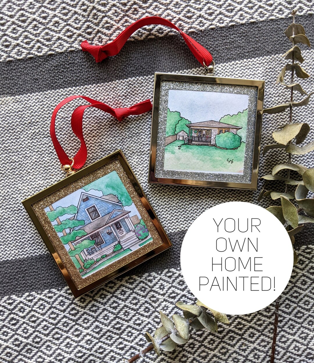 Ornament - Custom Personalized Hand Painted Watercolor Home - Etsy