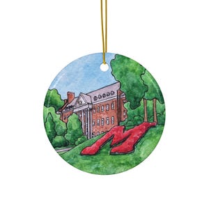 UMD Ceramic Ornament - Heart or Circle - University of Maryland, College Park - Hand Painted Watercolor Artwork Print - Home Decor Gift