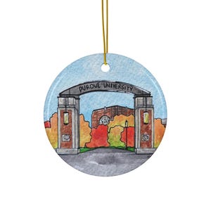 Purdue Ceramic Ornament - University - Boilermaker - West Lafayette Indiana IN - Home Decor Hand-Painted Alum Student Grad Gift - Boiler Up