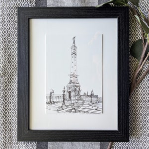 Impresión de arte - Indy Soldiers and Sailors Monument Illustration Giclee Print - Indy Hand Drawn Artwork - Indianápolis Wall Decor Gift - Galería