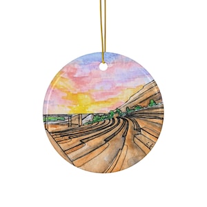 Red Rocks Ceramic Ornament - Amphitheater - Music Venue Art- Denver, Colorado - Morrison, CO - Home Decor - Hand-Painted Concert Goer Gift