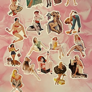 Pinup Girls Sticker Pack, Vintage Stickers, Retro Stickers, 50s stickers, sexy stickers, hot girls, Vinyl Stickers, Laptop Stickers