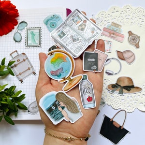 Pacchetto di adesivi per viaggi di viaggio per le vacanze / Adesivo bullet journal / Adesivi per pianificatori / Adesivi per la pianificazione / Vacanze in città Turista / Pianificatore Bagaglio portatile