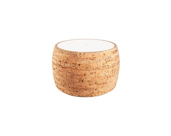 Mesa auxiliar de corcho natural / Mesa auxiliar blanca y gris con espacio de almacenamiento