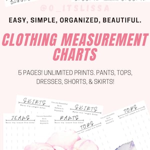 Best Seller | CLOTHING MEASUREMENT CHARTS, Reseller Supplies, Clothing item details sheet, Online Shop Printable, Reseller listing template