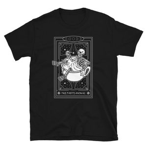 Camisa de tarot, esqueleto divertido, animal de fiesta, regalo de amante del cráneo, carta de tarot, camiseta de esqueleto, camisa de cráneo divertido, regalo de amante del esqueleto, camiseta de tarot