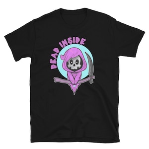 Dead Inside Shirt, Pastel Goth Shirt, Creepy Cute Shirt, Pastel Goth Clothing, Kawaii Aesthetic, Cute Skeleton Shirt, Grim Greaper Shirt