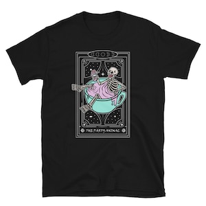 Camisa de tarot, esqueleto divertido, animal de fiesta, regalo de amante del cráneo, carta de tarot, camiseta de esqueleto, camisa de cráneo divertido, regalo de amante del esqueleto, camiseta de tarot