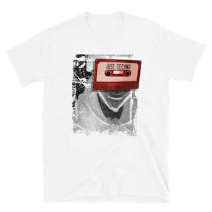 Just Techno Shirt – Techno Kid Rave TShirt, Cassette Tape Face Tee, Underground Music Gift, Acid House Festival Shirt, EDM Streetwear Top