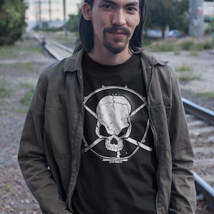 Drummer Skull T-Shirt – Rock Drummer Shirt, Punk Metal Musician Tee, Skeleton Playing Drums Shirt, Gift for Drummer Boyfriend