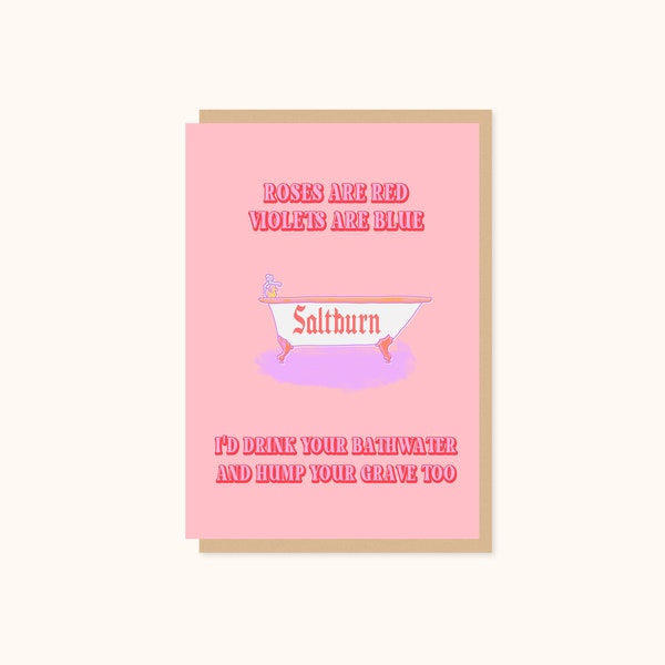 Saltburn inspired Valentines Card my heart saltburns bathtub scene anniversary, funny card, Valentine’s Day card, murder on the dance floor