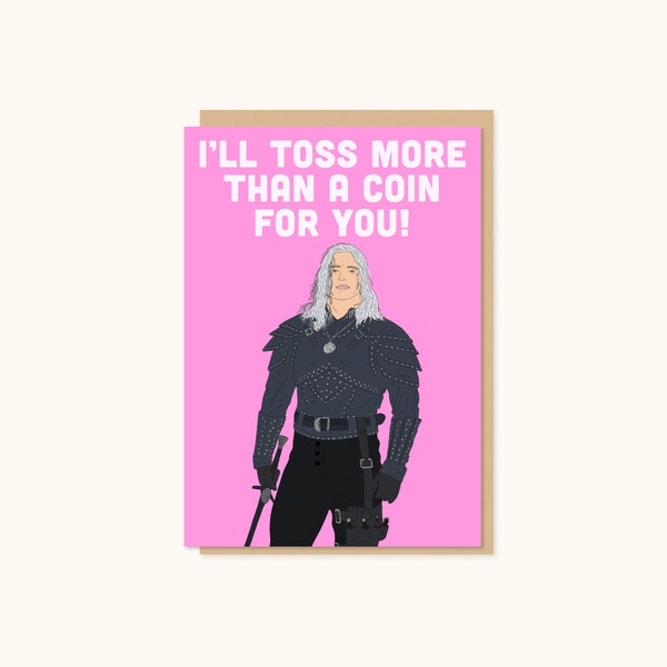 The Witcher, toss a coin, Monster Valentine's Day Card, Geralt, , Roach, funny greetings card, love Netflix, Gamer, You Are My Destiny