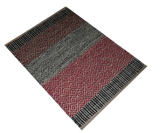 Turkish Bohemian Rug 4 x 3 Hemp Sumek Jute Rug Oriental Geometric Home Decor Anatolian Rug Traditional Indian Hemp Shuttle Rug