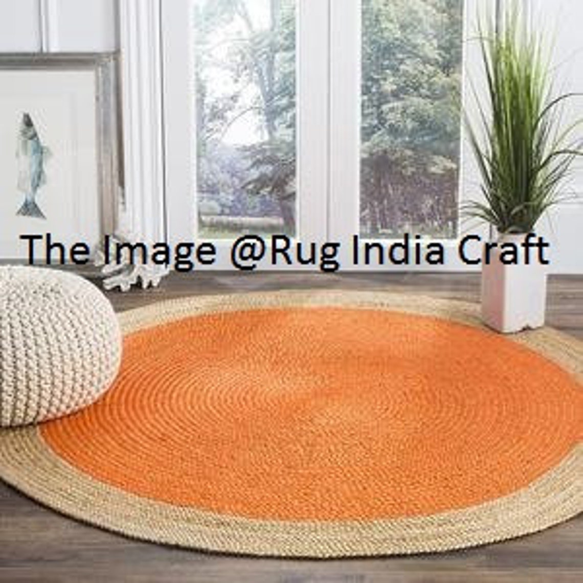 4x45x56x67x7 Ft. Orange Color Jute Rug Rag Rug Hand Etsy
