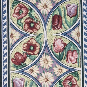 Vintage Floral Tapestry Table Runner for Home Decor - 70 1/2 Long - Vibrant Colors - Machine Washable - Old School 1980s 90s Style