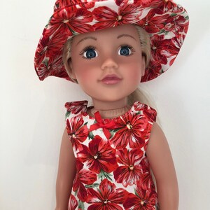 Handmade Red & White Dress with Hat for 18&quot;/45cm Doll