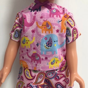 Multi-coloured Handmade Shorts, T-Shirt, Shoe and Headband Set for 18&quot;/45cm Doll in Four Colour Options