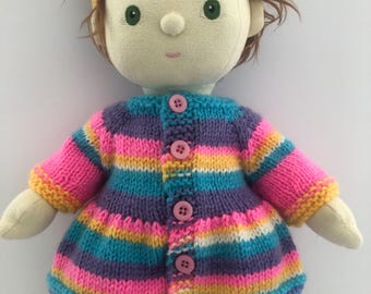 Hand Knit Striped Doll Dress & Headband Set - Fits Olli Ella Dinkum Doll