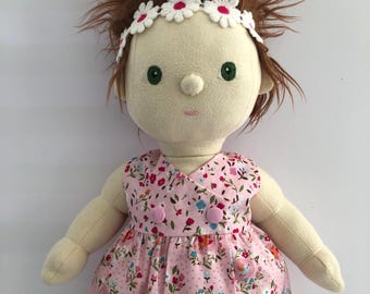 Handmade Floral Doll Dress & Headband Set: Fits Olli Ella Dinkum 35cm Doll