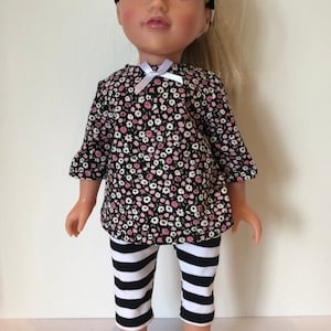 Handmade Black, White & Pink Three Piece Doll Outfit for 18&quot;/45cm Doll
